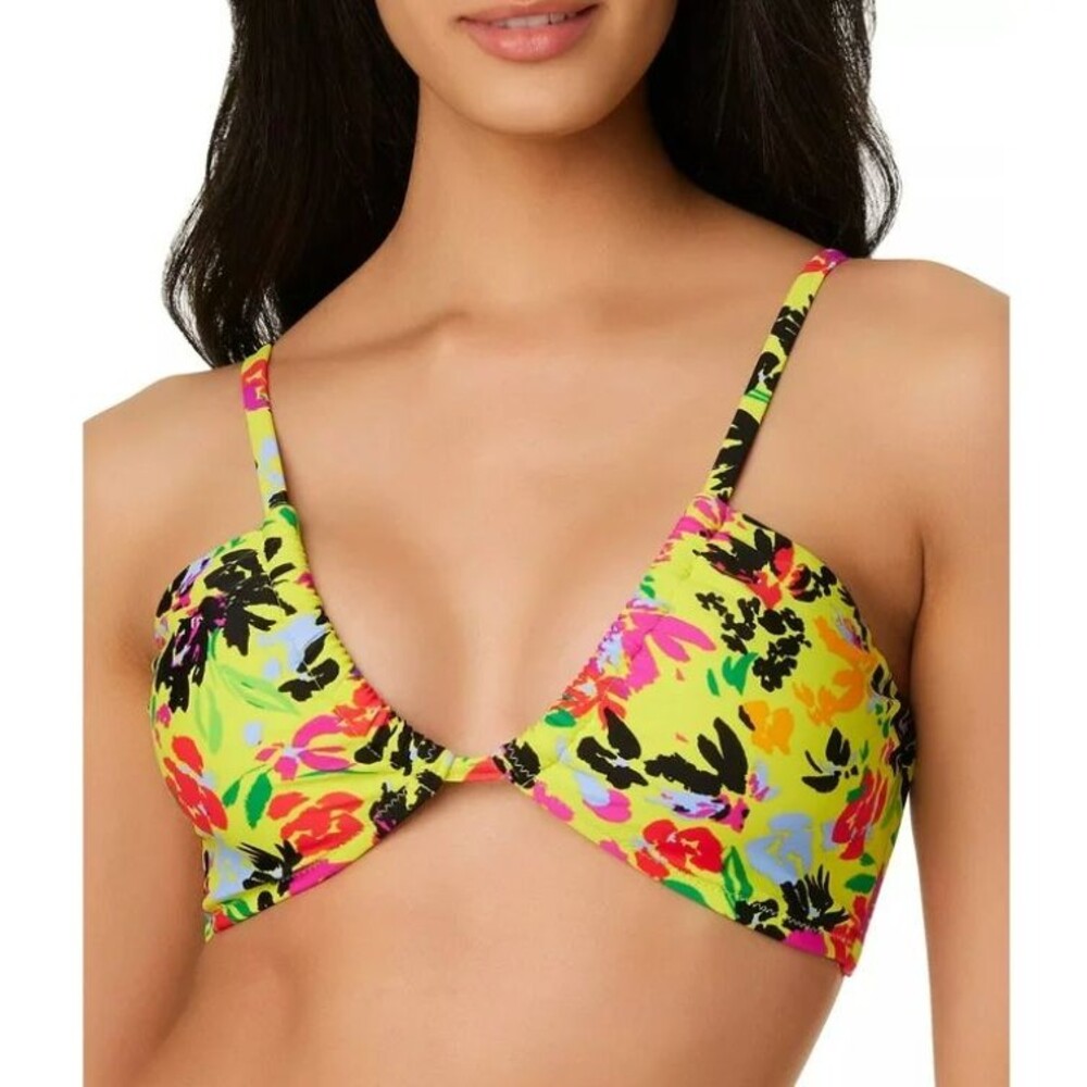 Bar III Womens Yellow Floral Chic Bikini Top & High-Leg High-Rise Bottoms SMALL - Picture 3 of 8